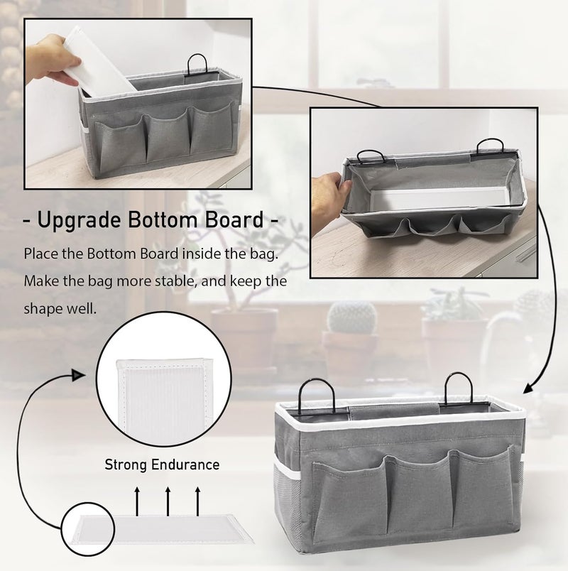 Kanrichu 2pcs 3-pockets Large Wall Hanging Organizer Bag, Linen Fabric Door Hanging Storage Baskets with Pockets, Waterproof Bin for Kitchen, Bedroom, Office, RV Camper (Khaki-3pcs) - Image 3